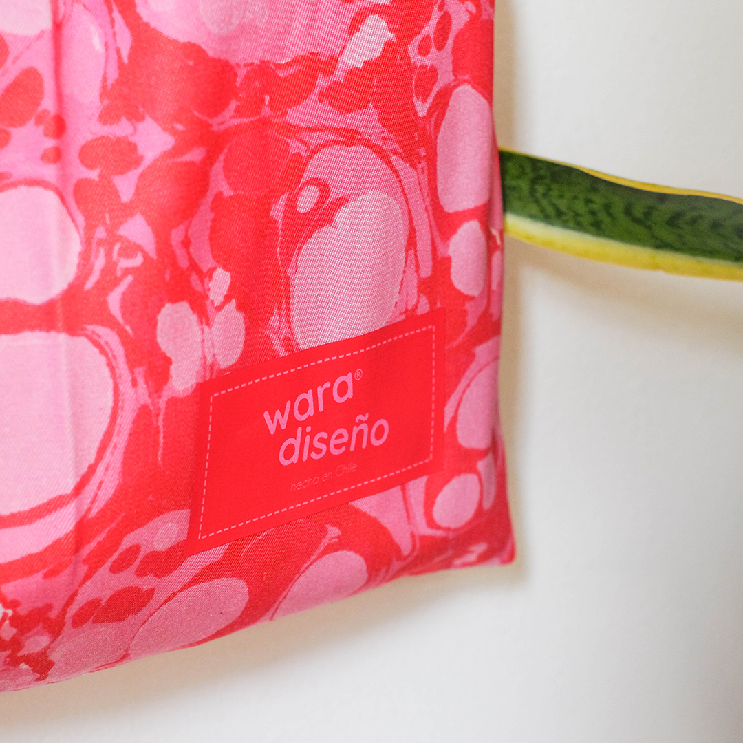 Totebag marmolado rojo-rosa - Imagen 2