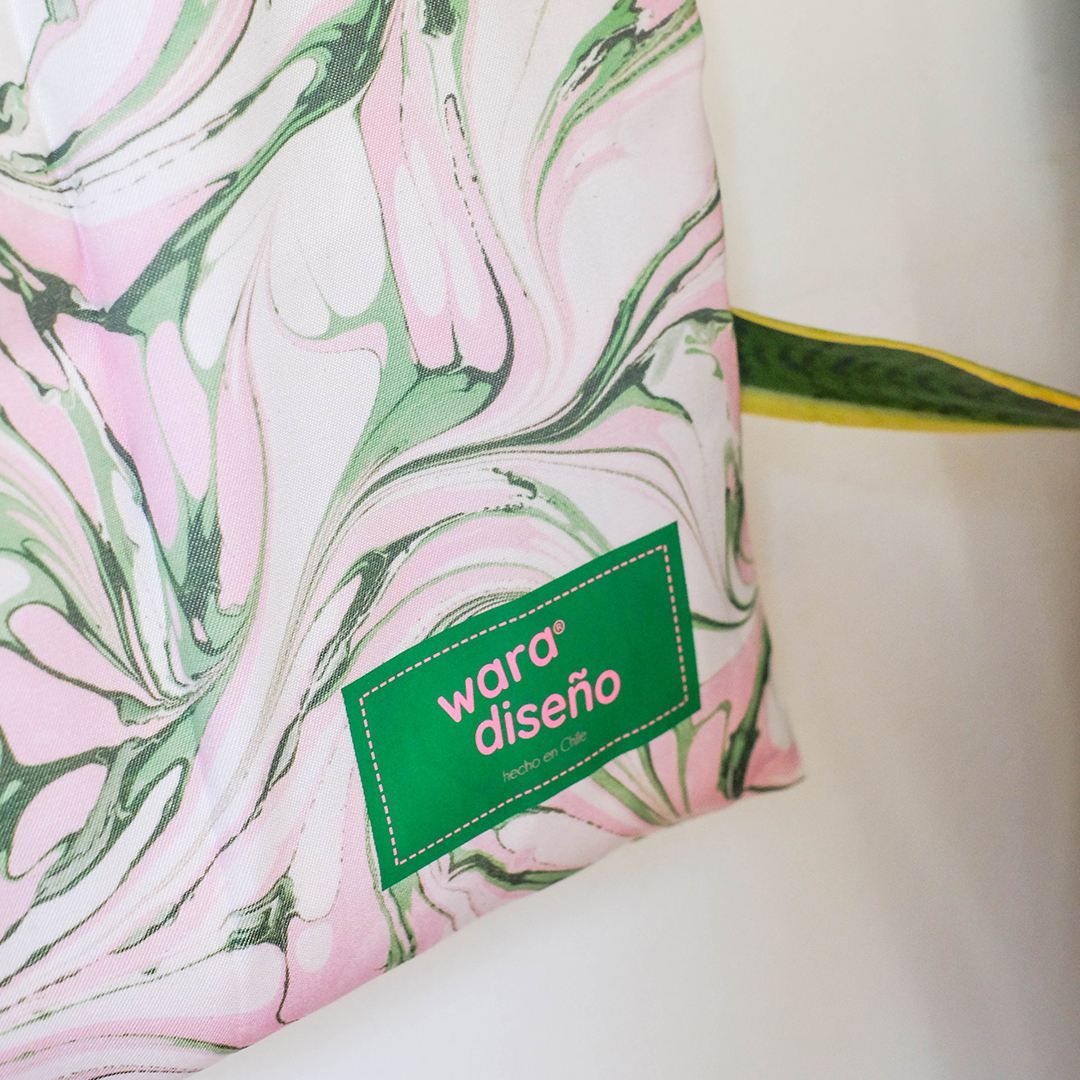 Totebag marmolado rosa-verde - Imagen 2